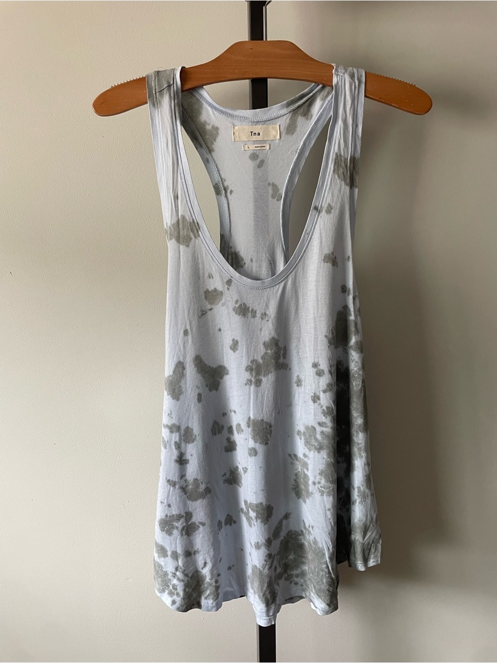 NEW TNA Cotton Modal SOFT Racerback Tank Relaxed Fit Tie Dye Cloud Print Large